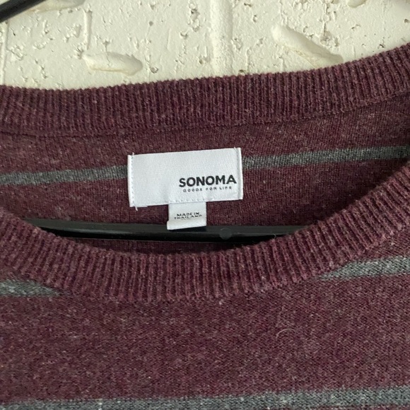 Sonoma Burgundy and Gray Knit Sweater - Picture 2 of 4